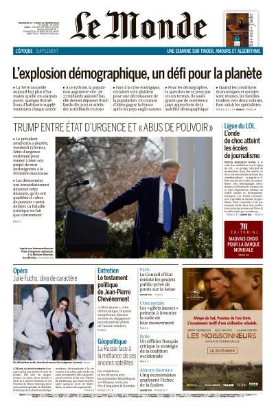  Le Monde Du Dimanche 17 & Lundi 18 Février 2019