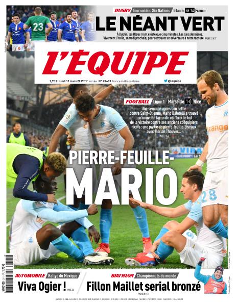  L’Équipe Du Lundi 11 Mars 2019