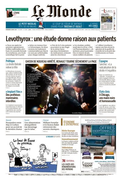  Le Monde Du Vendredi 5 Avril 2019