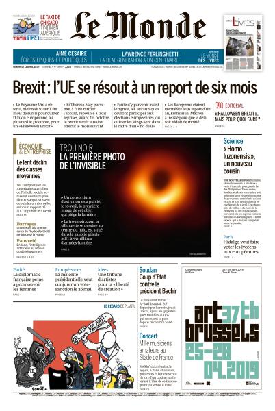  Le Monde Du Vendredi 12 Avril 2019