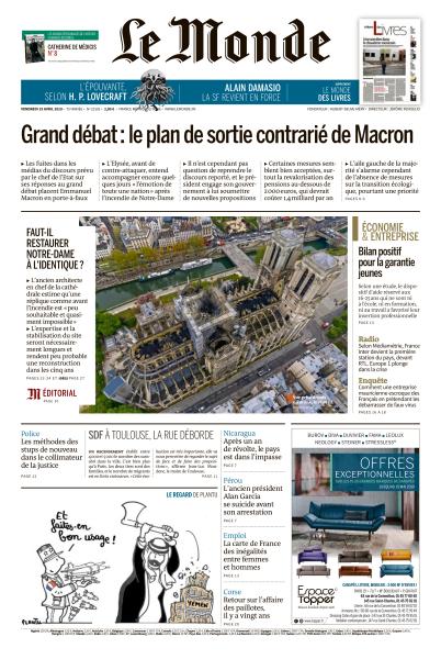  Le Monde Du Vendredi 19 Avril 2019