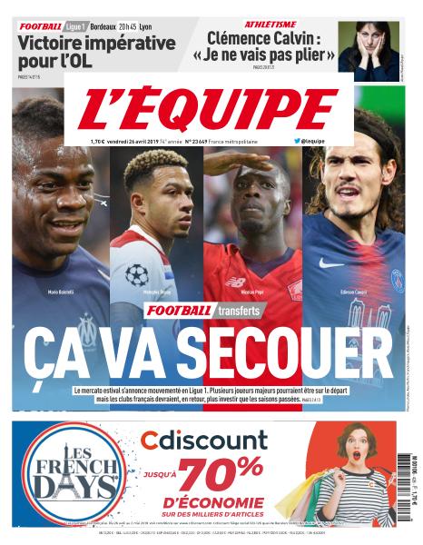  L'Équipe Du Vendredi 26 Avril 2019