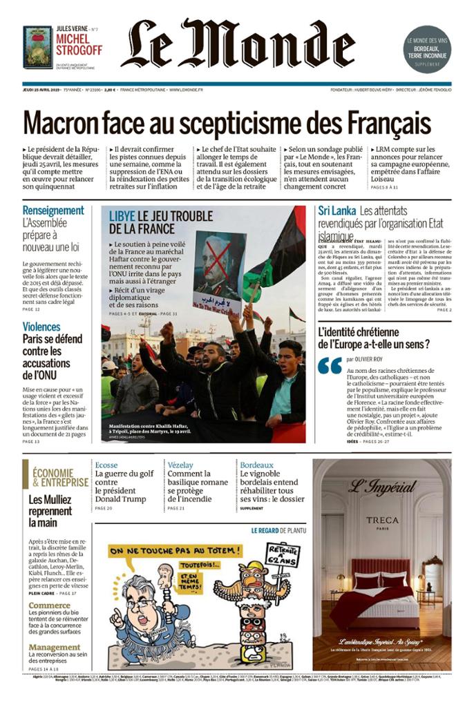 Le Monde Du Jeudi 25 Avril 2019