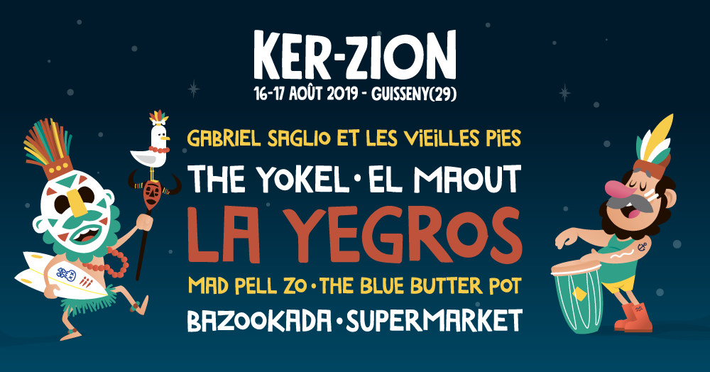 9ème éditions du Festival Ker-Zion. Cette année, les marabouts s’invitent sur les dunes du Curnic à Guissény avec la venue exceptionnelle de LA YEGROS...