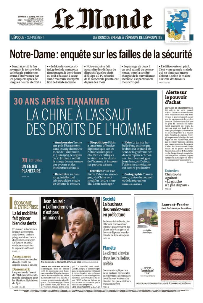 Le Monde Du Dimanche 2 & Lundi 3 Juin 2019
