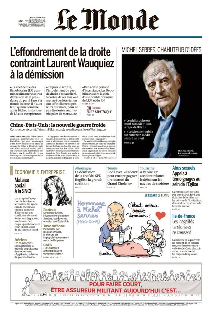 Le Monde du Mardi 4 Juin 2019