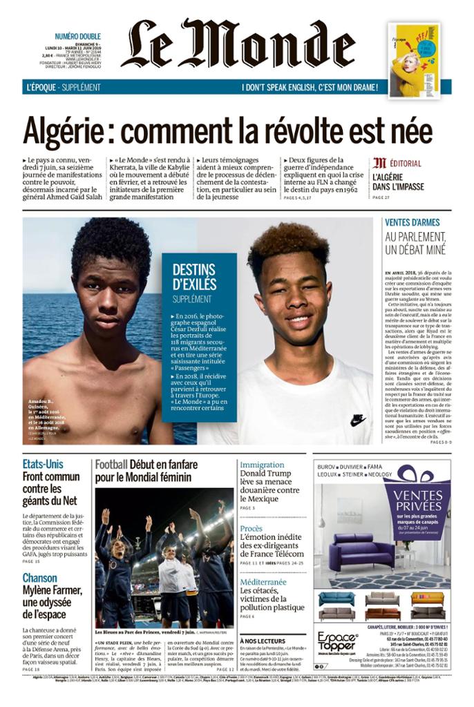  Le Monde Du Dimanche 9 & Mardi 11 Juin 2019