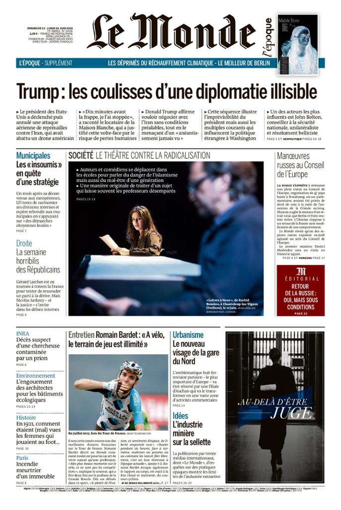 Le Monde Du Dimanche 23 & Lundi 24 Juin 2019