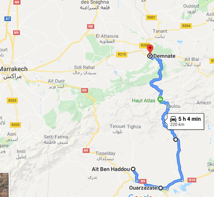 Itinéraire Demnate Ouarzazate 