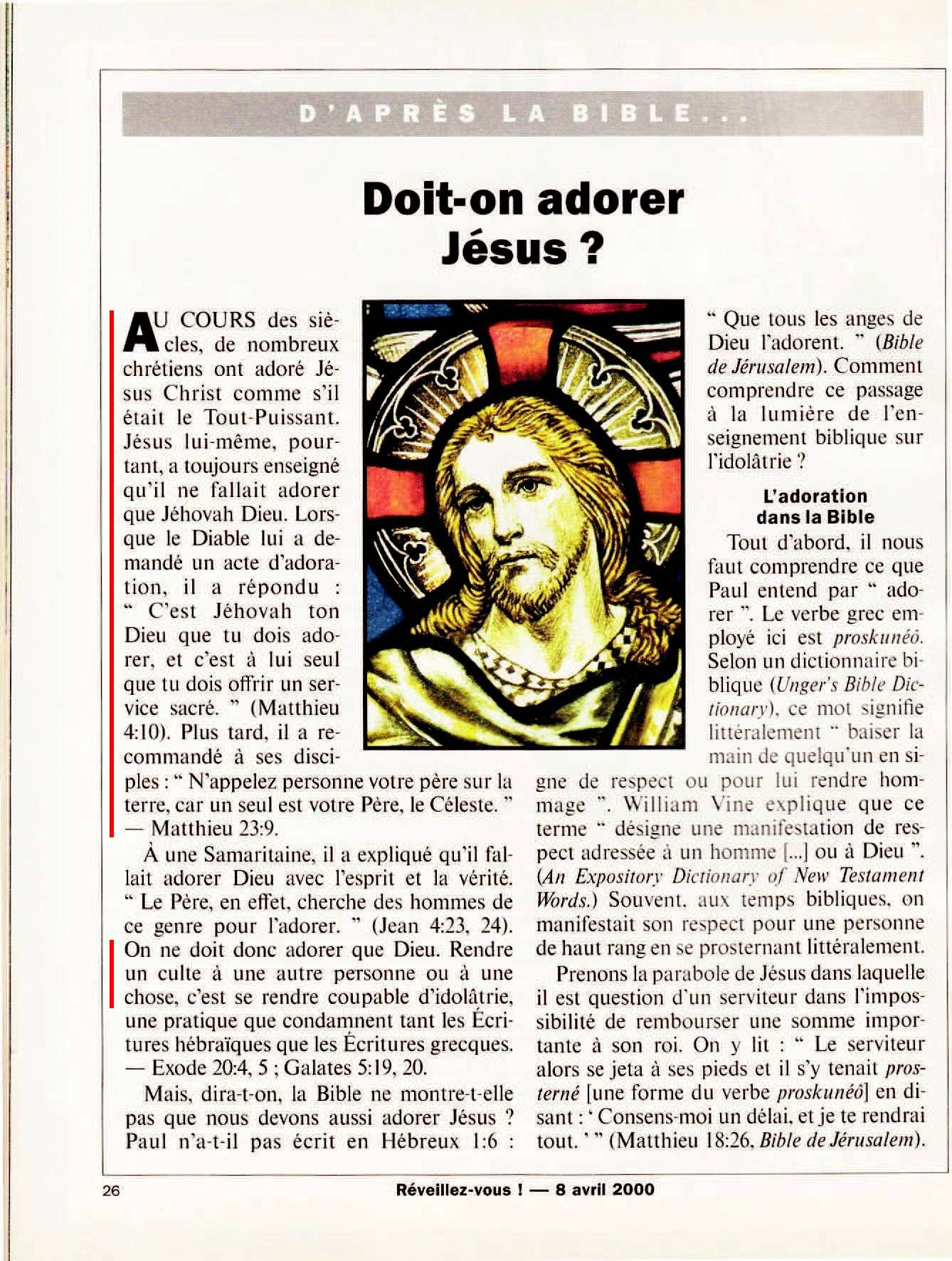 Jésus doit être adoré, NON, Jésus ne doit pas être adoré. Jésus doit être prié, NON, Jésus ne doit pas être prié Izi9