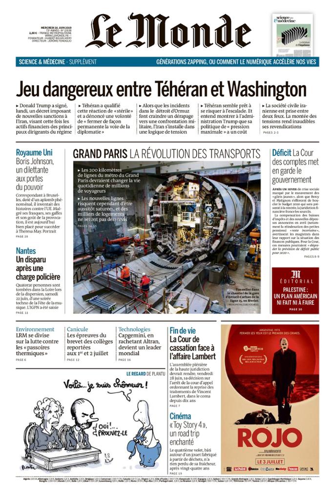 Le Monde Du Mercredi 26 Juin 2019