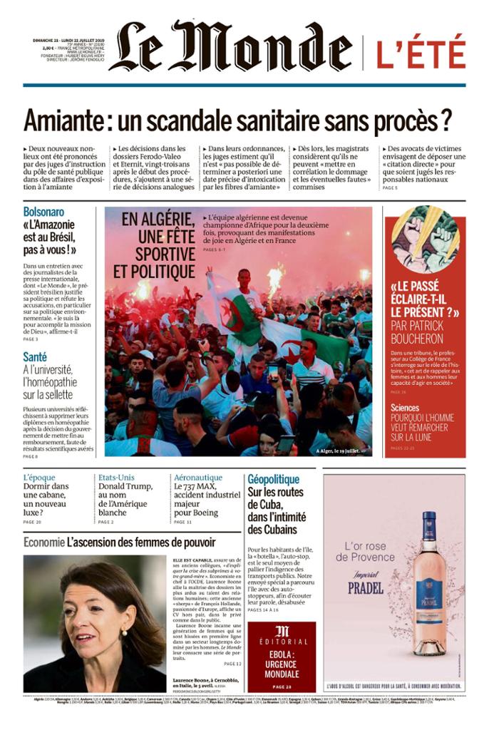 Le Monde Du Dimanche 21 & Lundi 22 Juillet 2019