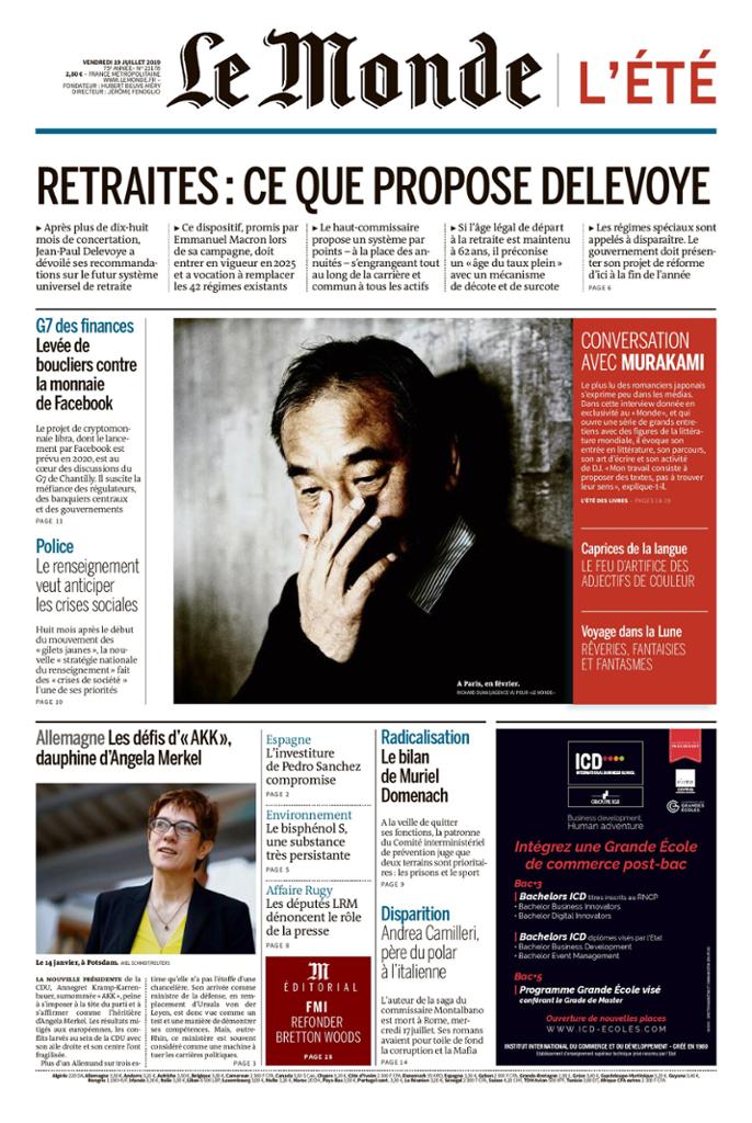 Le Monde Du Vendredi 19 Juillet 2019