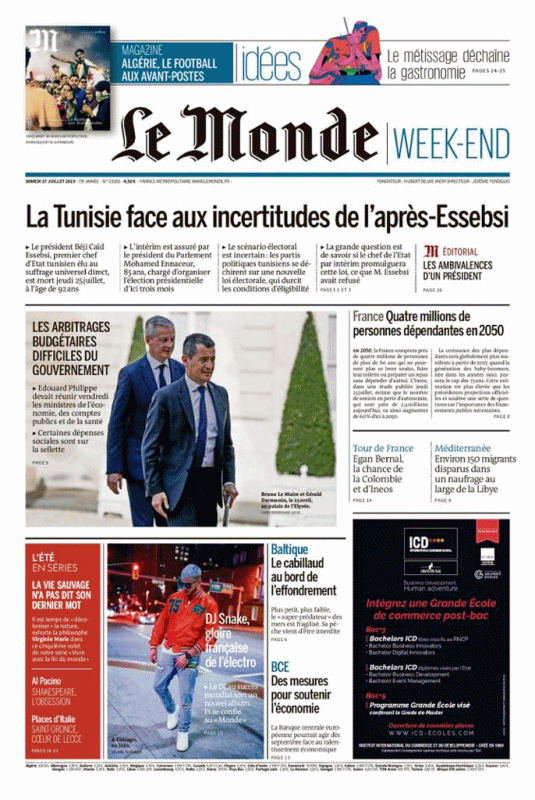 Le Monde & Le Monde Magazine Du Samedi 27 Juillet 2019
