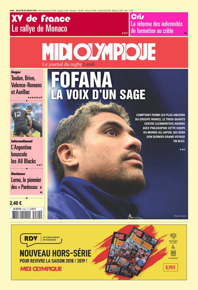 Midi Olympique Rouge Du Lundi 22 Juillet 2019