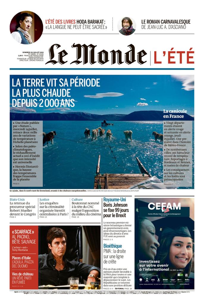 Le Monde Du Vendredi 26 Juillet 2019