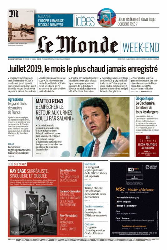 Le Monde WeekEnd & Le Monde Magazine Du Samedi 17 Août 2019