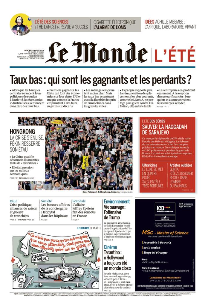 Le Monde Du Mercredi 14 Août 2019