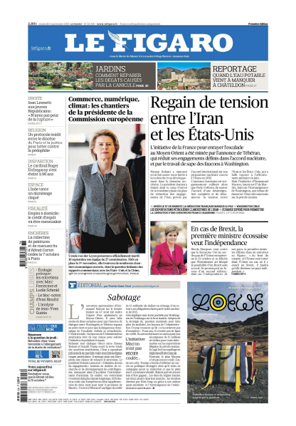 Le Figaro Du Vendredi 6 Septembre 2019