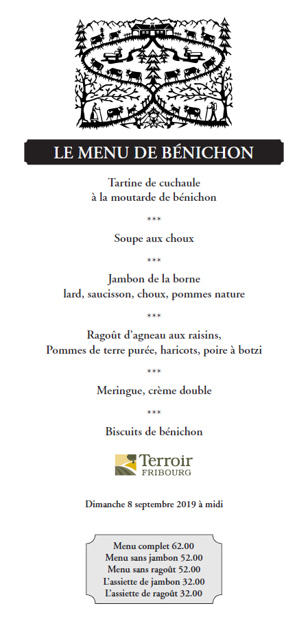 menu de Bénichon café du Gothard