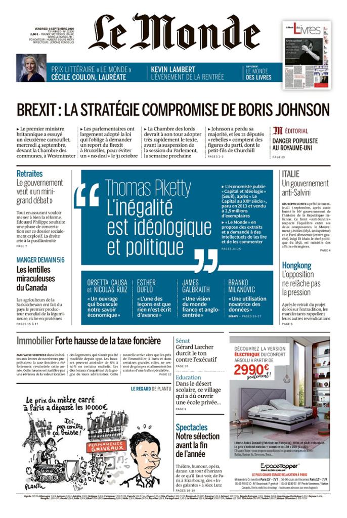 Le Monde Du Vendredi 6 Septembre 2019 