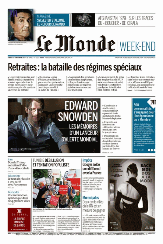 Le Monde Week End & Le Monde Magazine Du Samedi 14 Septembre 2019
