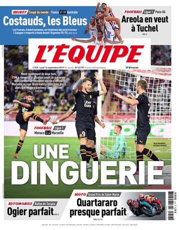L'Équipe Du Lundi 16 Septembre 2019