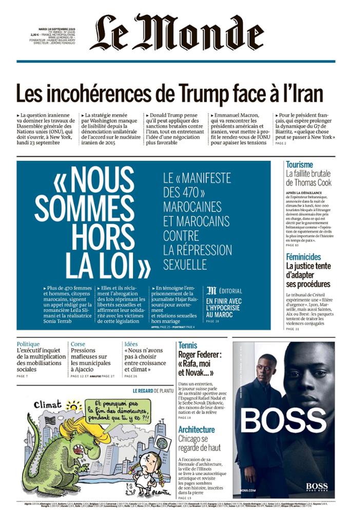 Le Monde Du Mardi 24 Septembre 2019