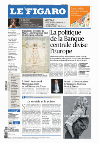Le Figaro & Le Figaroscope Du Mercredi 25 Septembre 2019