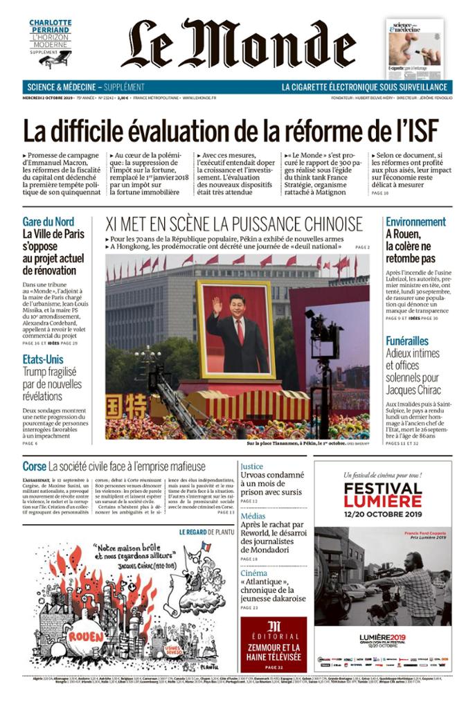 Le Monde Du Mercredi 2 Octobre 2019