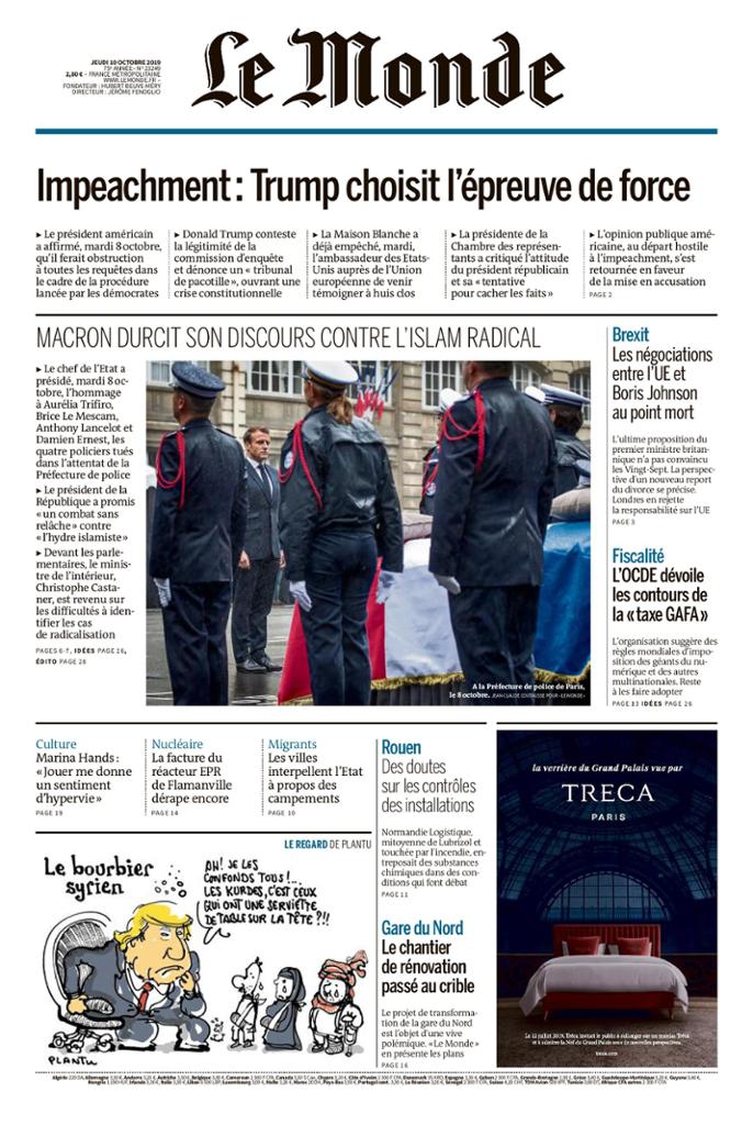 Le Monde Du Jeudi 10 Octobre 2019