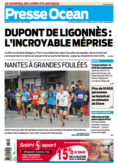 Presse Océan ( 4 Editions) Du Dimanche 13 Octobre 2019