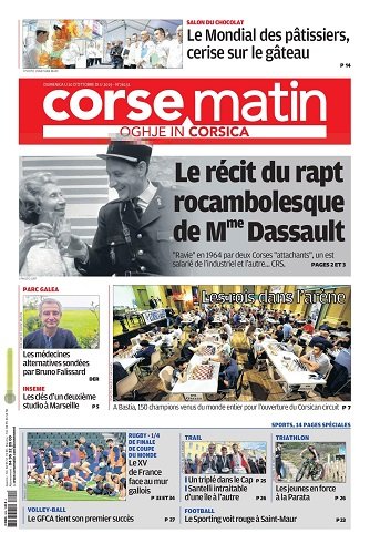 Corse-Matin du Dimanche 20 Octobre 2019