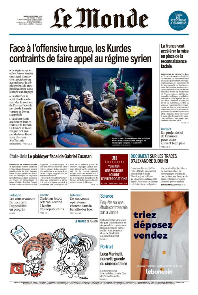 Le Monde Du Mardi 15 Octobre 2019