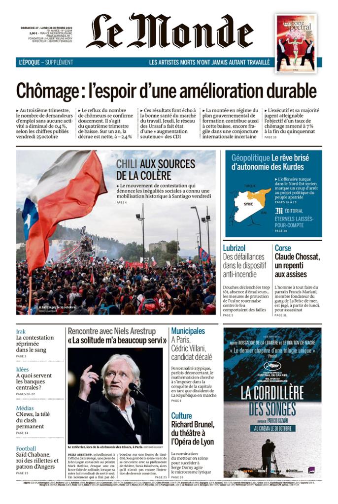 Le Monde Du Dimanche 27 & Lundi 28 Octobre 2019