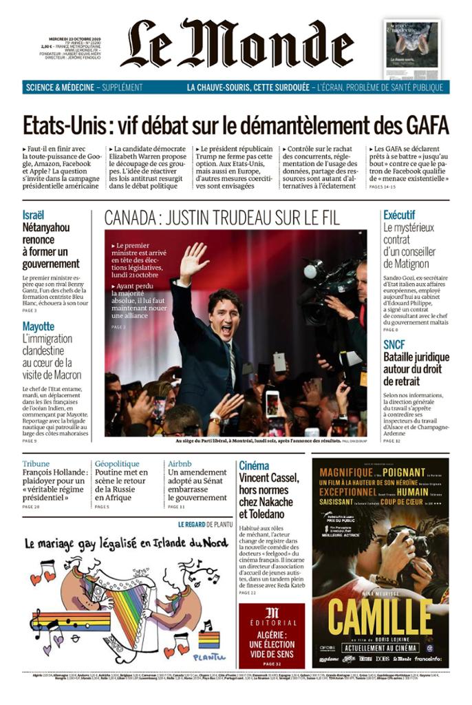 Le Monde Du Mercredi 23 Octobre 2019