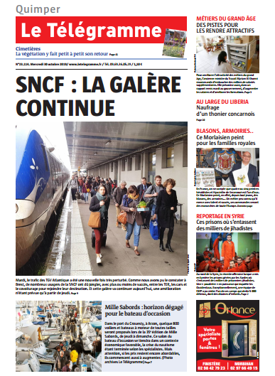 Le Télégramme ( 4 Editions) Du Mercredi 30 Octobre 2019