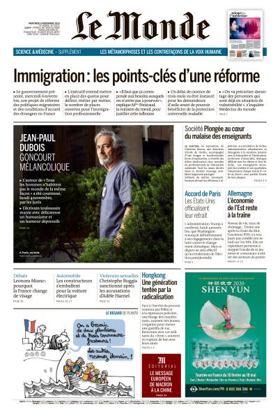  Le Monde du Mercredi 6 Novembre 2019