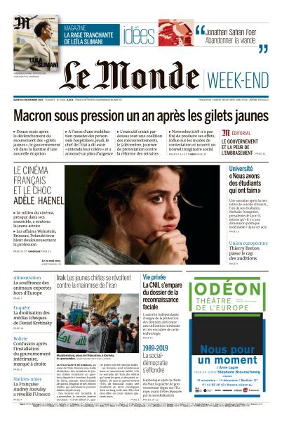 Le Monde Du Samedi 16 Novembre 2019