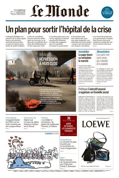 Le Monde Du Jeudi 21 Novembre 2019