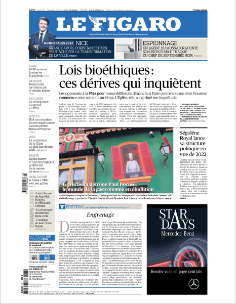 Le Figaro du Samedi 18 & Dimanche 19 Janvier 2020