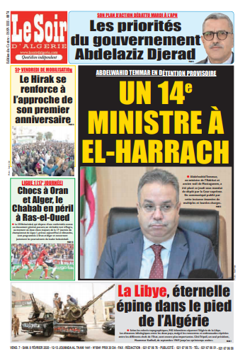Le Soir D'Algérie  Du Samedi 8 Février 2020