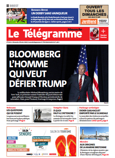 Le Télégramme (2 Editions) Du Dimanche 9 Février 2020