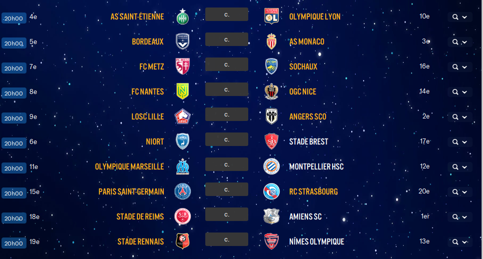 1ère Journée de ligue 1 avant mercredi  11/03 12h  Avrr