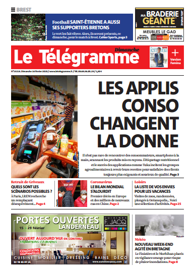 Le Télégramme (2 Editions) Du Dimanche 16 Février 2020
