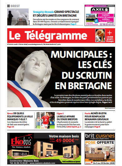 Le Télégramme (2 Editions) Du Lundi 17 Février 2020