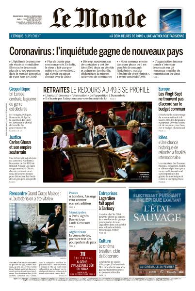 Le Monde Du Dimanche 23 & Lundi 24 Février 2020