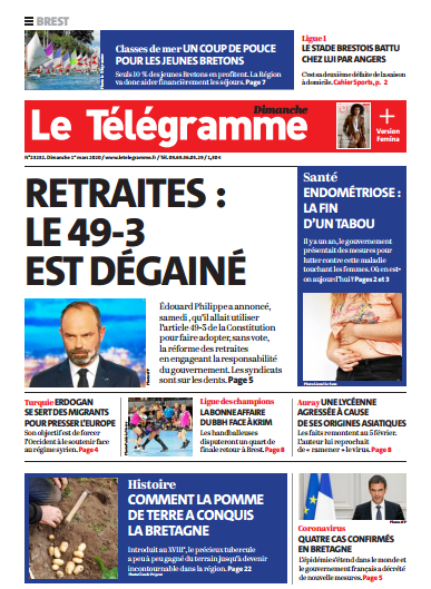  Le Télégramme (2 Editions) Du Dimanche 1er Mars 2020