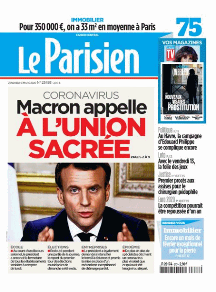 Le Parisien & Le Parisien Magazine Du Vendredi 13 Mars 2020