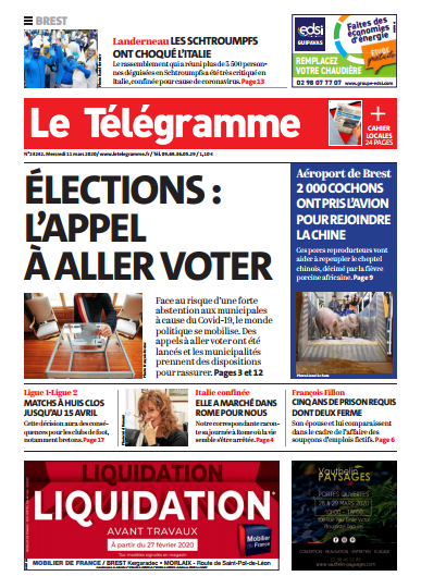 Le Télégramme (2 Editions) Du Mercredi 11 Mars 2020